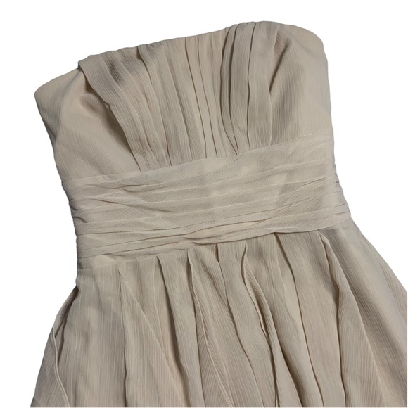 David’s Bridal Cream Chiffon Layered Skirt Formal Strapless Dress Bridesmaid 6 - Picture 6 of 15